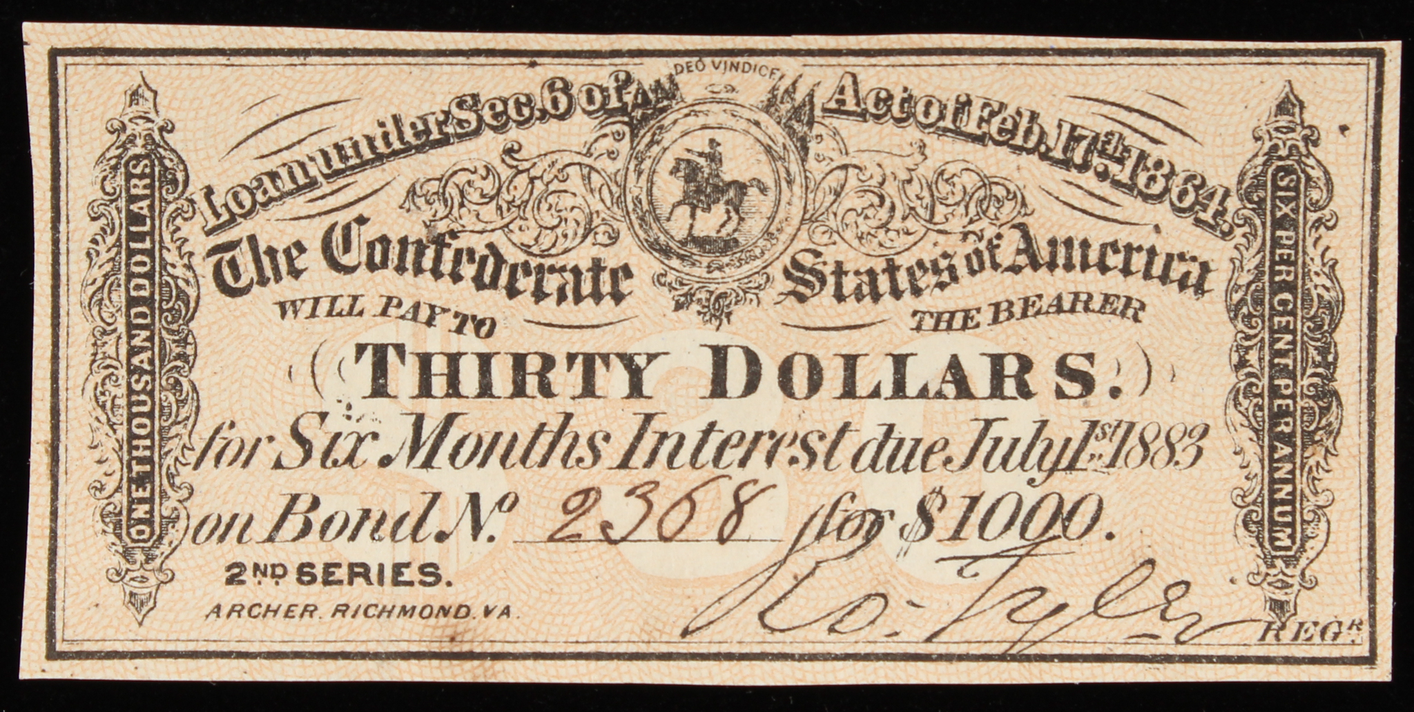 1883 $30 Thirty Dollars Confederate States of America Bank Note Bill at PristineAuction.com 1883 $30 Thirty Dollars Confederate States of America Bank Note Bill at PristineAuction.com