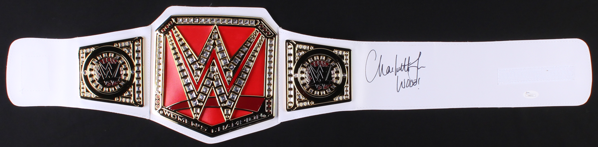 Charlotte Flair Signed Women's WWE Championship Belt Inscribed "WOO!" (JSA COA) at PristineAuction.com Charlotte Flair Signed Women's WWE Championship Belt Inscribed "WOO!" (JSA COA) at PristineAuction.com