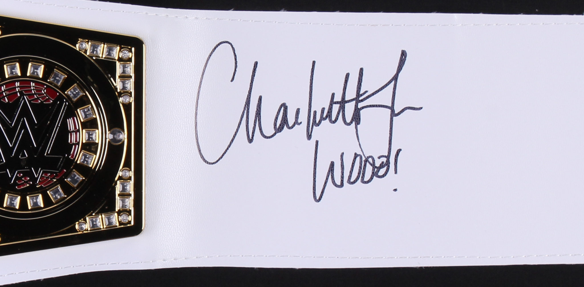 Charlotte Flair Signed Women's WWE Championship Belt Inscribed "WOO!" (JSA COA) at PristineAuction.com Charlotte Flair Signed Women's WWE Championship Belt Inscribed "WOO!" (JSA COA) at PristineAuction.com