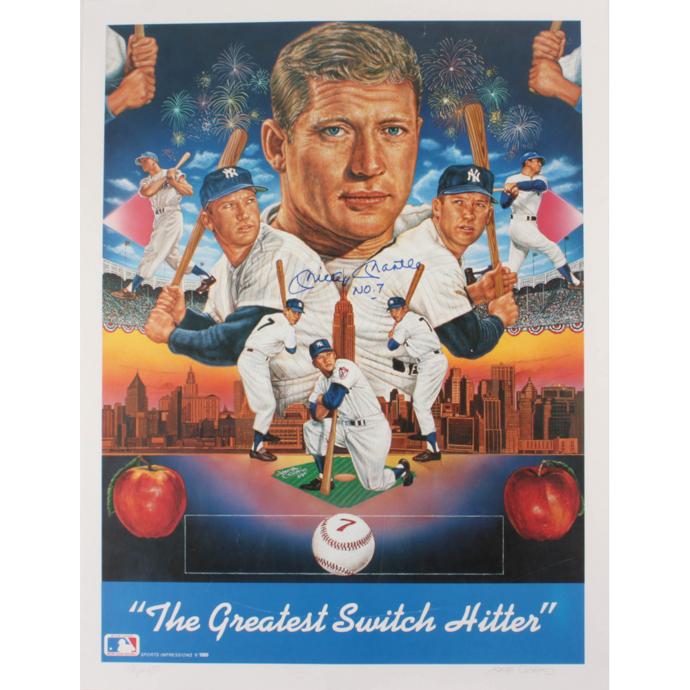 Mickey Mantle Signed Yankees "The Greatest Switch Hitter" AP 20x26