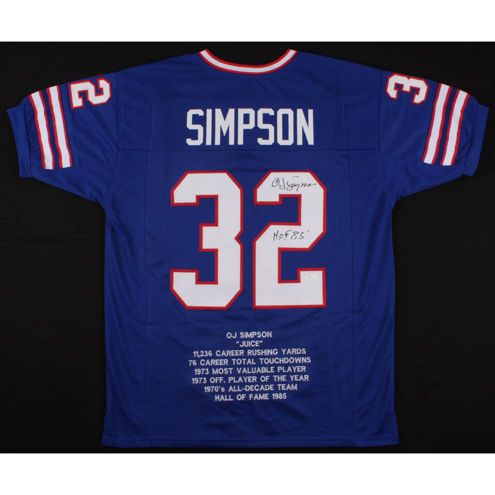 O J Simpson Signed Career Highlight Stat Jersey Inscribed H O F 85 Jsa Coa Pristine Auction O J Simpson Signed Career Highlight Stat Jersey Inscribed H O F 85 Jsa Coa Pristine Auction