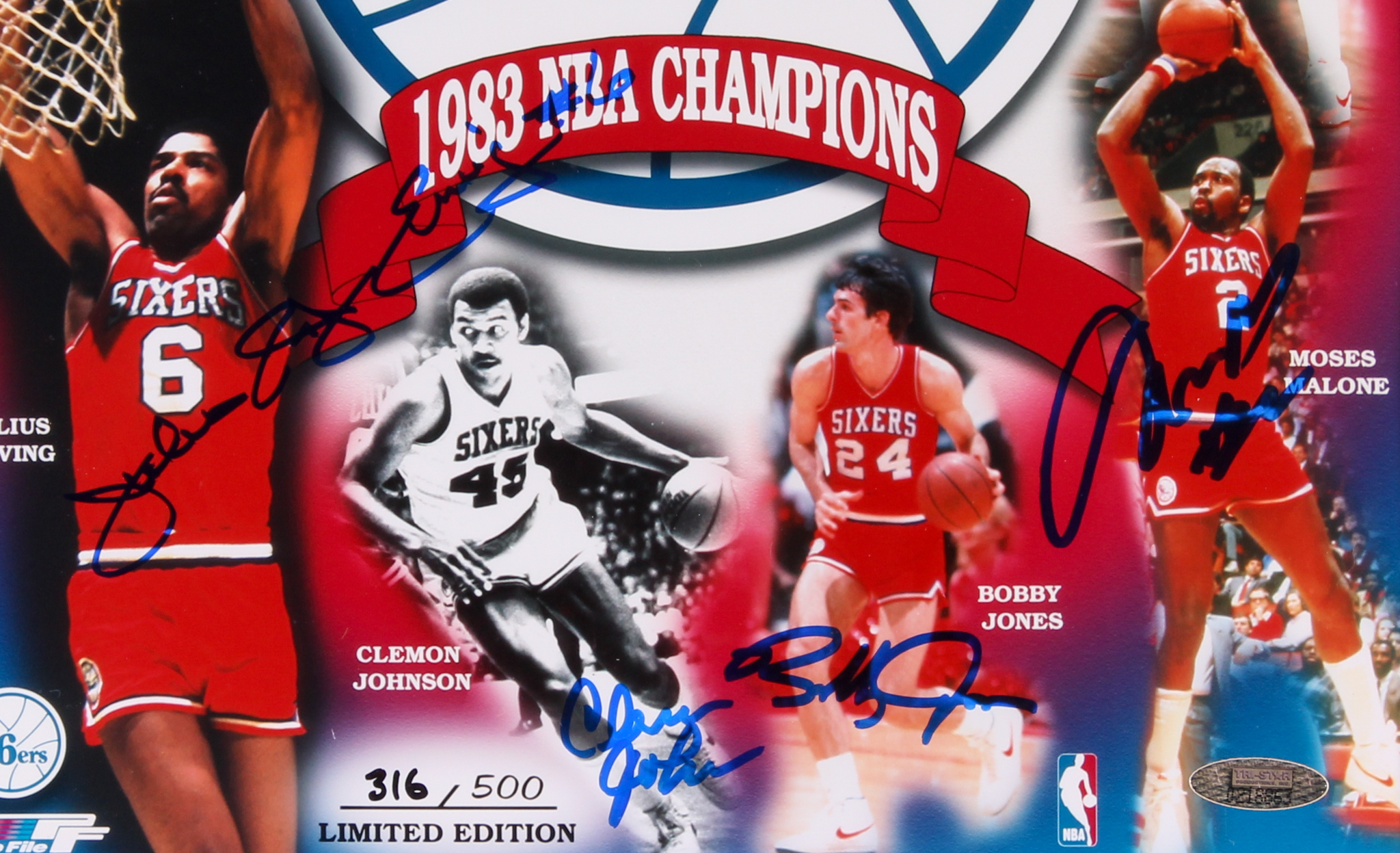 76ers 1983 NBA World Champions LE 17x22.5 Custom Framed Display Team-Signed by (9) with Julius Erving, Bobby Jones, Clemon Johnson, Earl Cureton, Clint Richardson (TriStar Hologram) at PristineAuction.com 76ers 1983 NBA World Champions LE 17x22.5 Custom Framed Display Team-Signed by (9) with Julius Erving, Bobby Jones, Clemon Johnson, Earl Cureton, Clint Richardson (TriStar Hologram) at PristineAuction.com