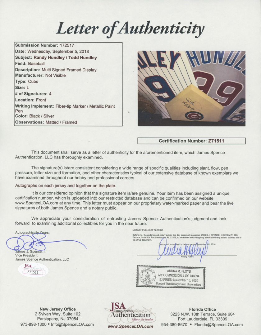 Todd Hundley & Randy Hundley Signed Cubs 32x40x8.5 Custom Shadowbox Display (JSA LOA) at PristineAuction.com Todd Hundley & Randy Hundley Signed Cubs 32x40x8.5 Custom Shadowbox Display (JSA LOA) at PristineAuction.com