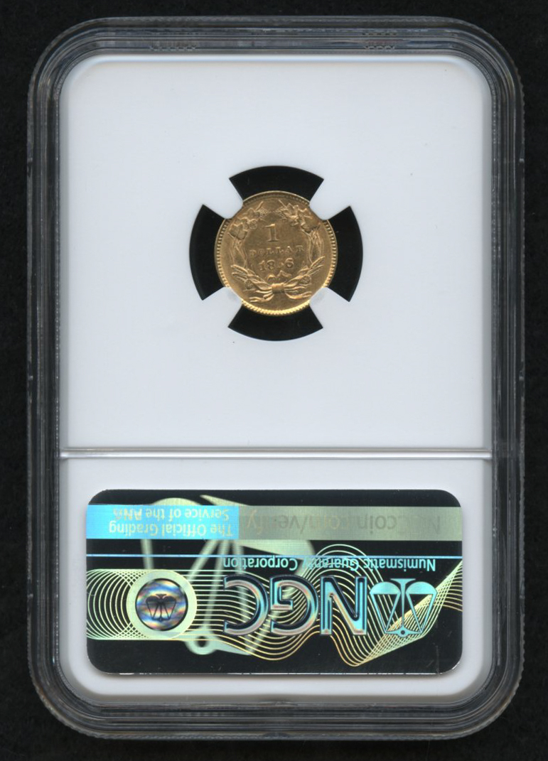 1856 $1 One Dollar Liberty Head Gold Coin, Slanted 5 (NGC AU 55) at PristineAuction.com 1856 $1 One Dollar Liberty Head Gold Coin, Slanted 5 (NGC AU 55) at PristineAuction.com