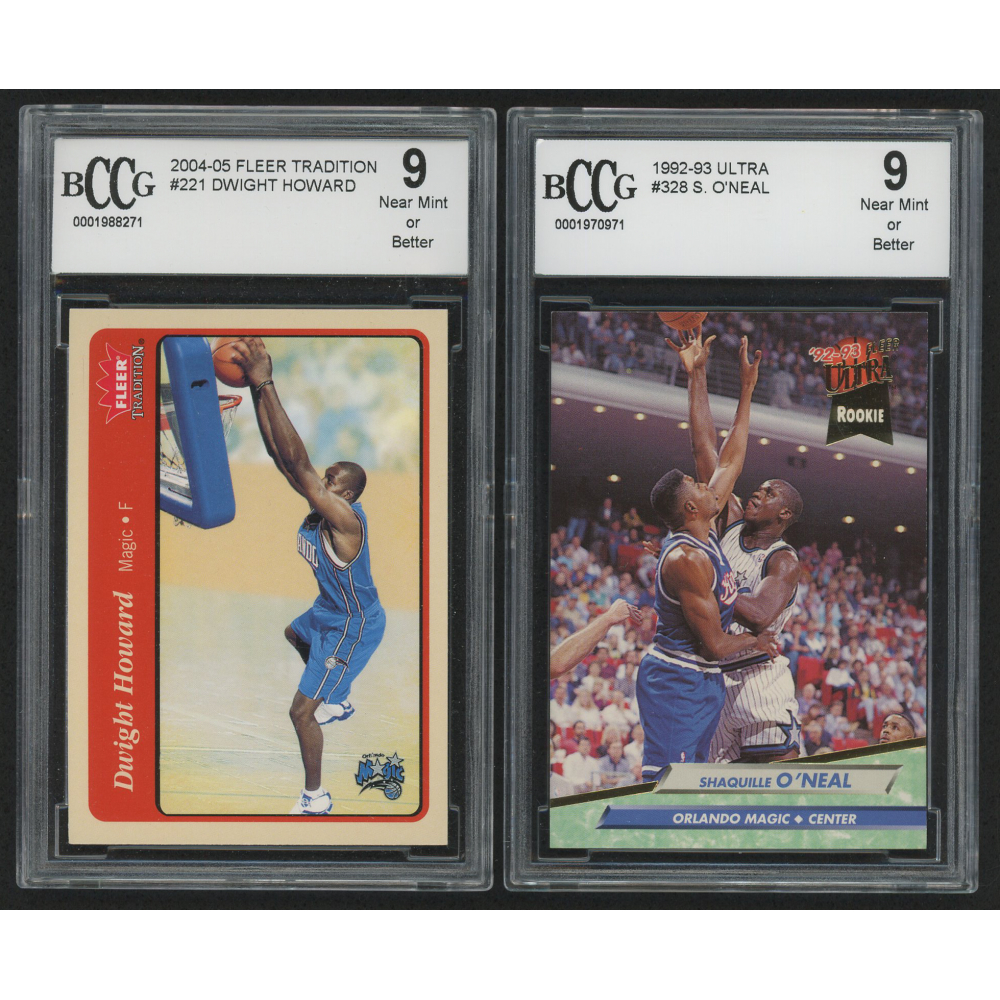 Lot of (2) Graded Basketball Cards with 2004-05 Fleer Tradition #221 Dwight  Howard RC (BCCG 9) 1992-93 Ultra #328 Shaquille O'Neal RC (BCCG 9) |  Pristine Auction