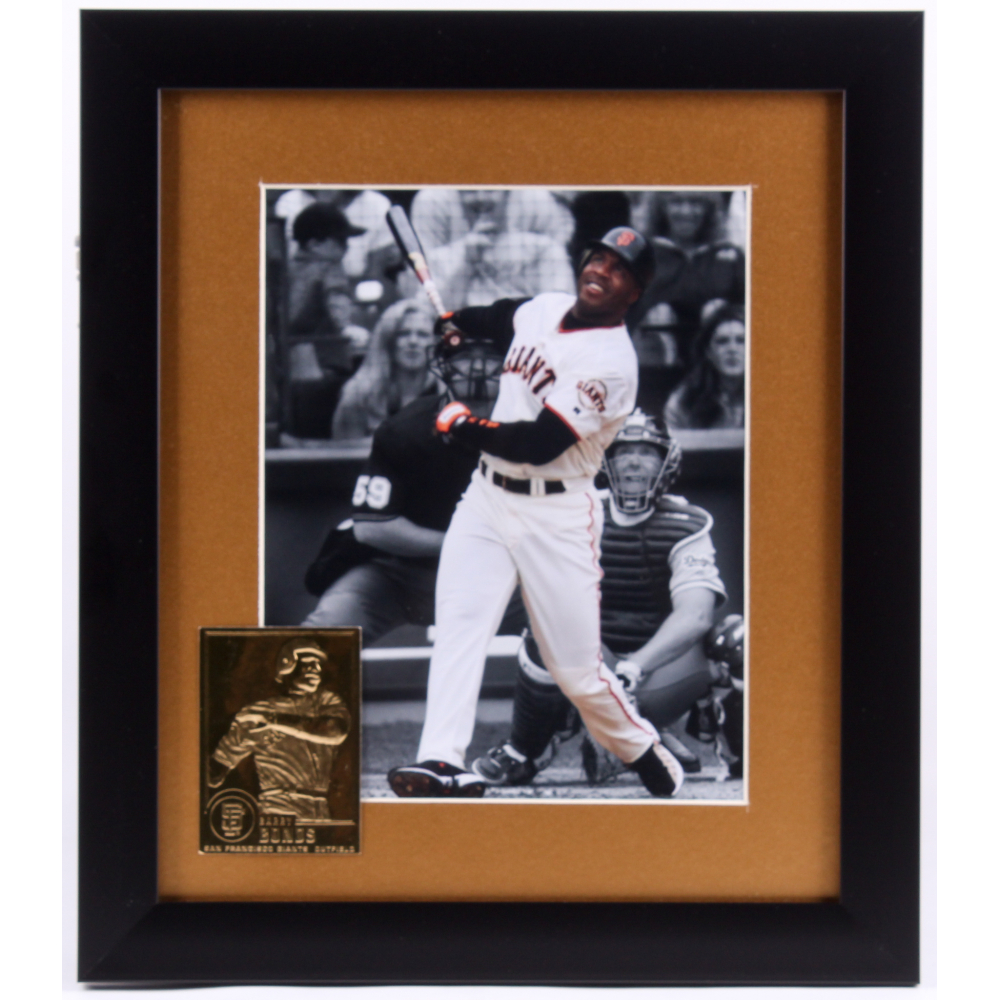 Barry Bonds Giants 13x15 Custom Framed Display With 23kt Gold Baseball 