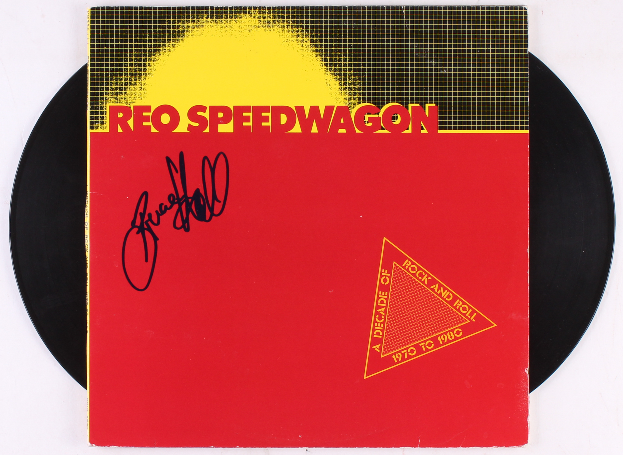 Bruce Hall Signed REO Speedwagon "A Decade of Rock and Roll 1970 to 1980" Vinyl Record Album (JSA Hologram) at PristineAuction.com Bruce Hall Signed REO Speedwagon "A Decade of Rock and Roll 1970 to 1980" Vinyl Record Album (JSA Hologram) at PristineAuction.com