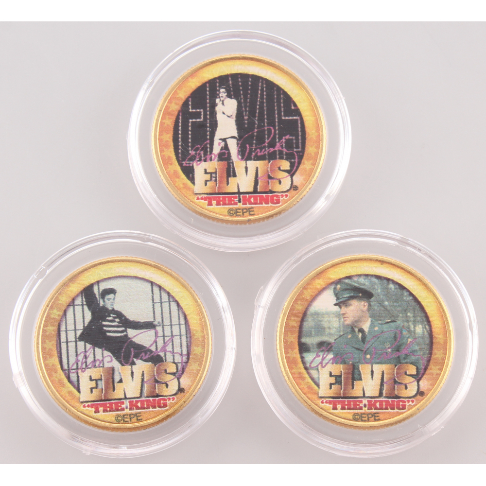 Set of (3) Elvis Presley Colorized 24K Gold Plated Colorized Quarters ...