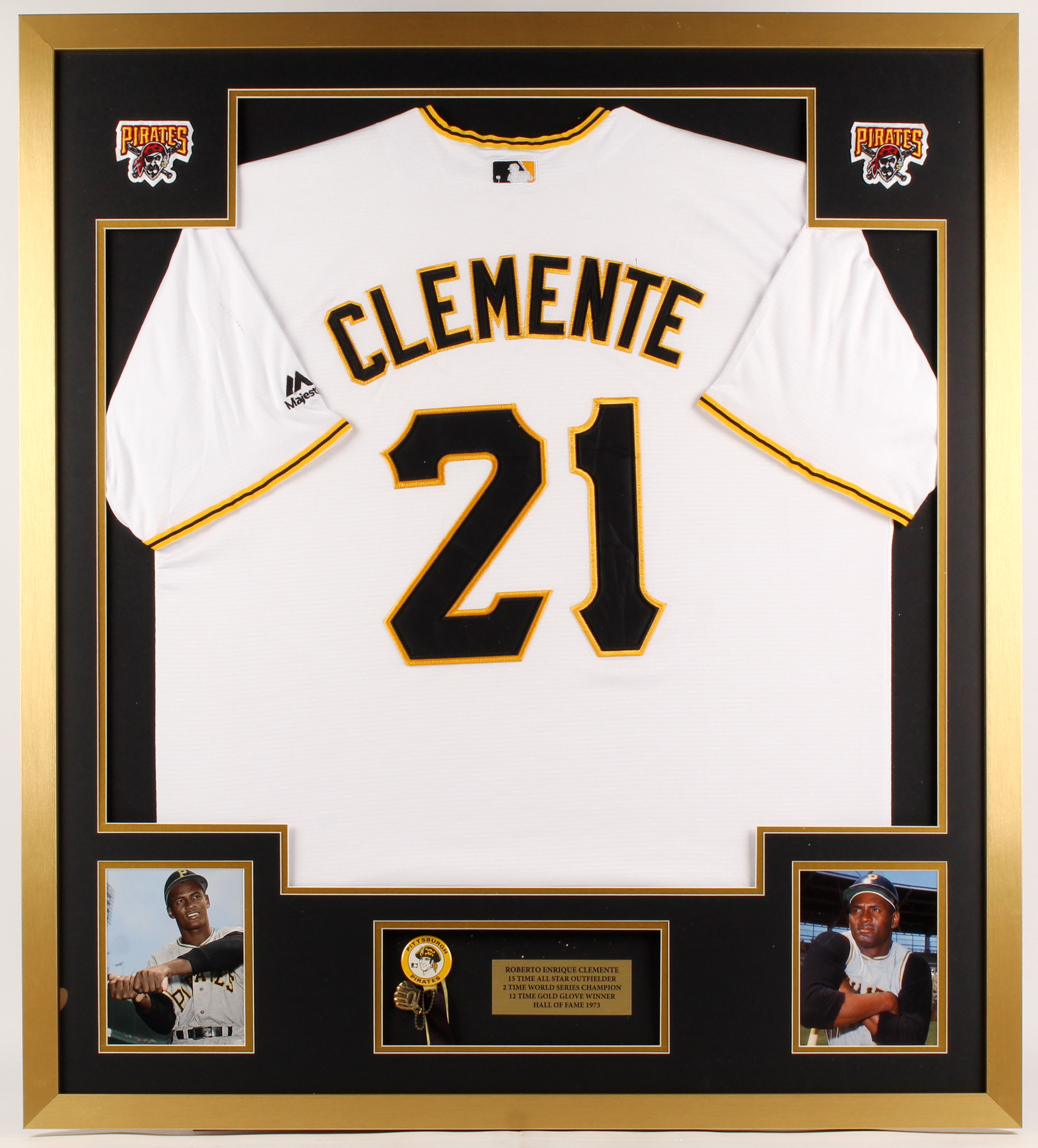 Roberto Clemente Pirates 34x38 Custom Framed Jersey Display at PristineAuction.com Roberto Clemente Pirates 34x38 Custom Framed Jersey Display at PristineAuction.com