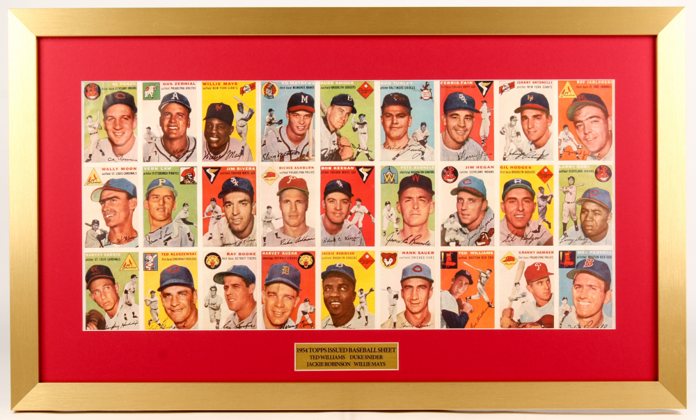 1954 Topps 17.5x30 Custom Framed Uncut Baseball Card Sheet Barnebys