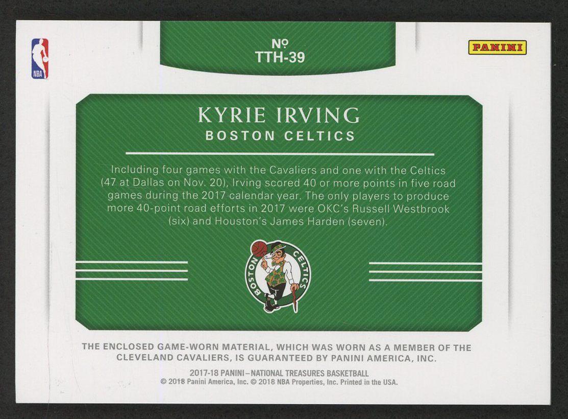 2017-18 Panini National Treasures Treasured Threads #39 Kyrie Irving at PristineAuction.com 2017-18 Panini National Treasures Treasured Threads #39 Kyrie Irving at PristineAuction.com