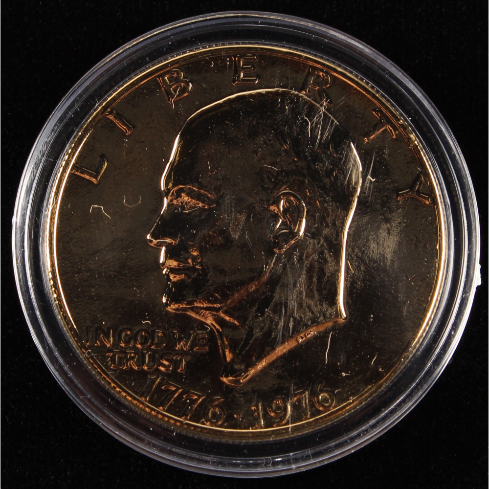 1976 24kt Gold Plated Eisenhower "Ike" Bicentennial 1 Dollar Coin