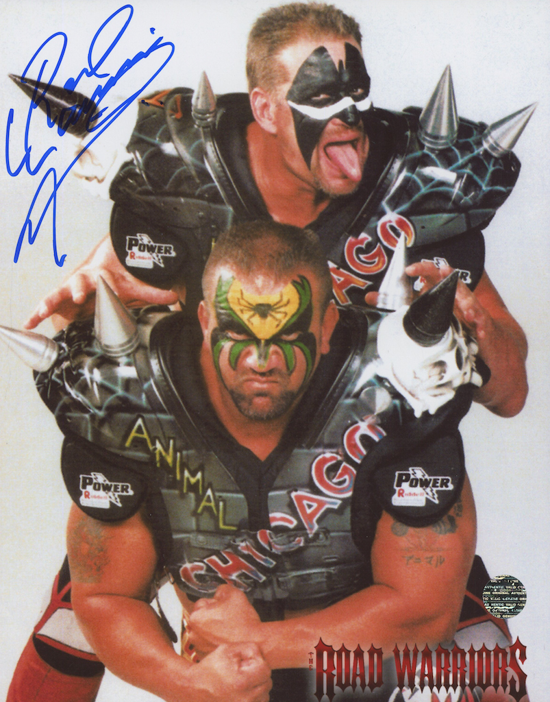 Joe Laurinaitis Signed "Road Warriors" 8x10 Photo Inscribed "Road Warriors" (Legends COA) at PristineAuction.com Joe Laurinaitis Signed "Road Warriors" 8x10 Photo Inscribed "Road Warriors" (Legends COA) at PristineAuction.com