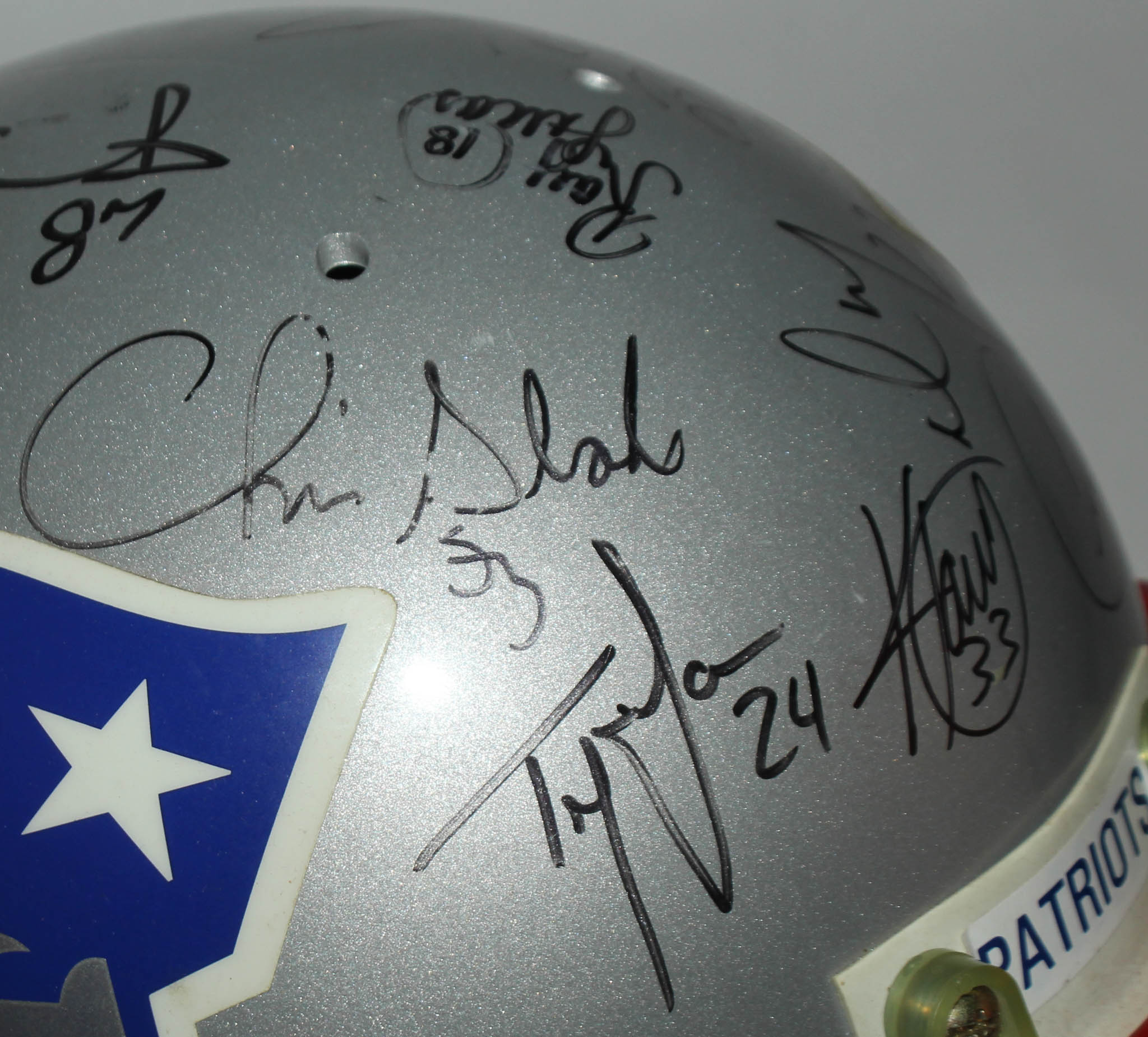 Patriots 1996 AFC Champions Full-Size Helmet Team-Signed by (15) with Ty Law, Ben Coates, Drew Bledsoe, Ted Johnson (JSA LOA) at PristineAuction.com Patriots 1996 AFC Champions Full-Size Helmet Team-Signed by (15) with Ty Law, Ben Coates, Drew Bledsoe, Ted Johnson (JSA LOA) at PristineAuction.com