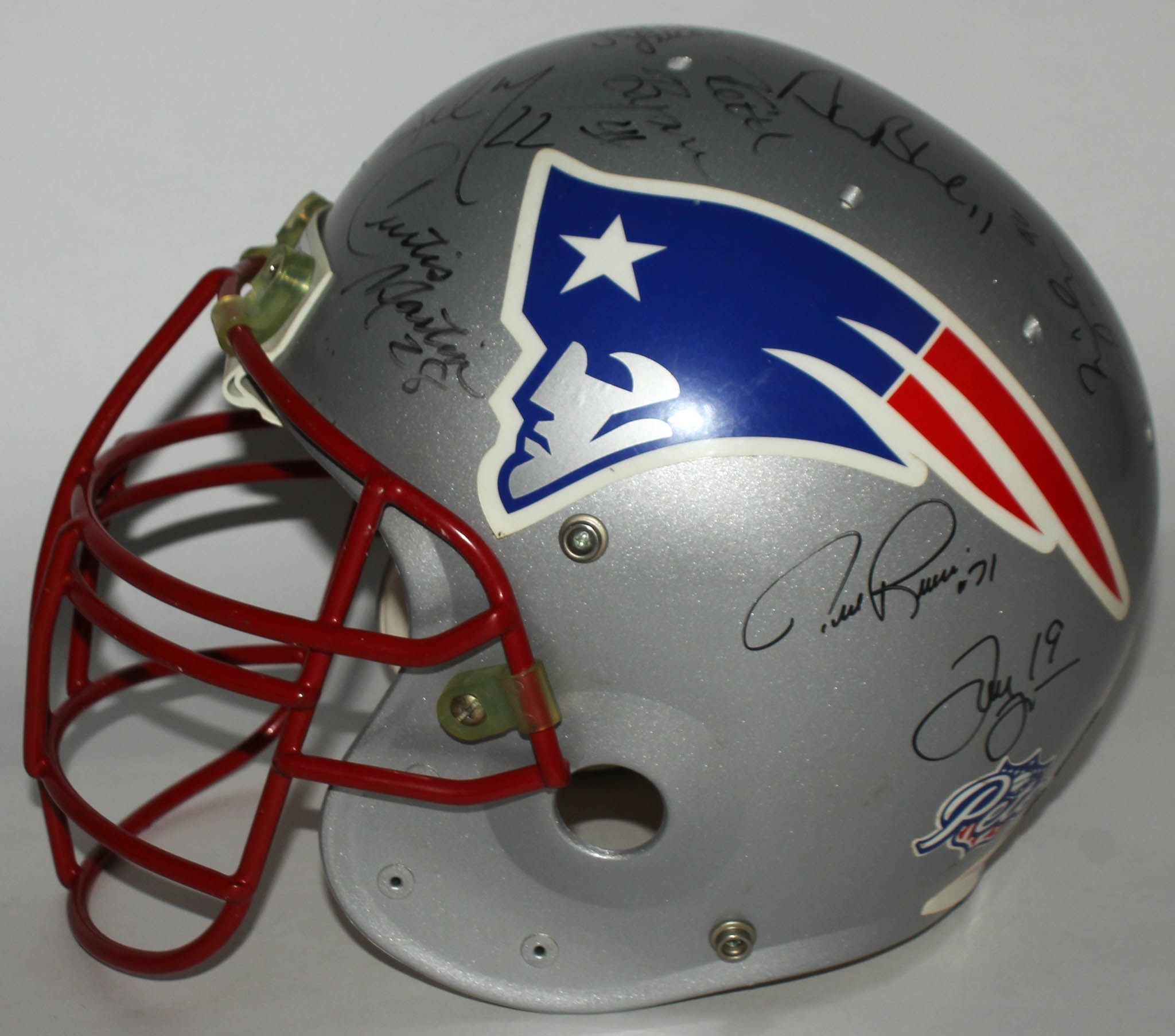 Patriots 1996 AFC Champions Full-Size Helmet Team-Signed by (15) with Ty Law, Ben Coates, Drew Bledsoe, Ted Johnson (JSA LOA) at PristineAuction.com Patriots 1996 AFC Champions Full-Size Helmet Team-Signed by (15) with Ty Law, Ben Coates, Drew Bledsoe, Ted Johnson (JSA LOA) at PristineAuction.com
