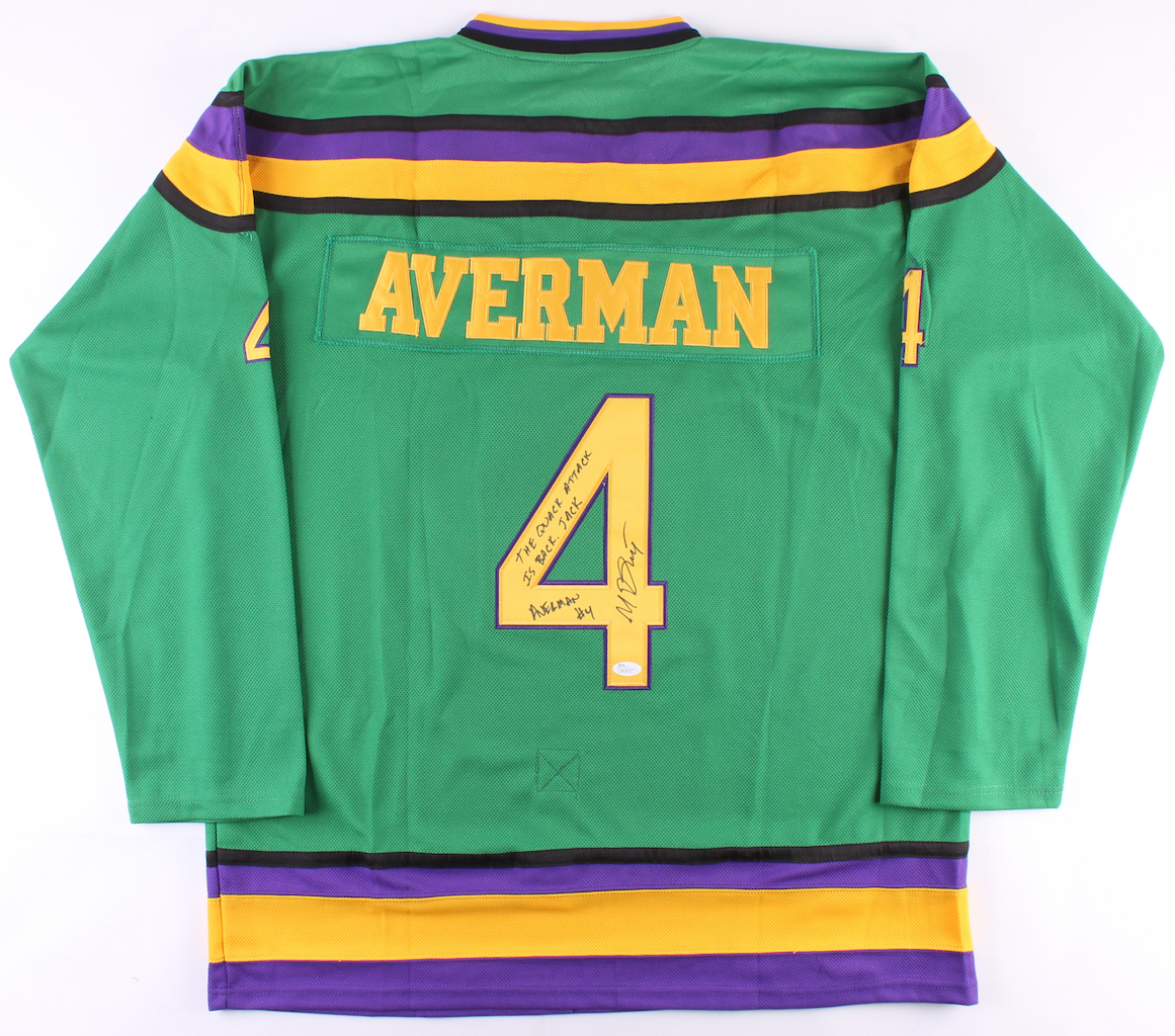 Matt Doherty Signed "The Mighty Ducks" Jersey Inscribed "The Quack Attack Is Back, Jack" & "Averman" (JSA COA) at PristineAuction.com Matt Doherty Signed "The Mighty Ducks" Jersey Inscribed "The Quack Attack Is Back, Jack" & "Averman" (JSA COA) at PristineAuction.com