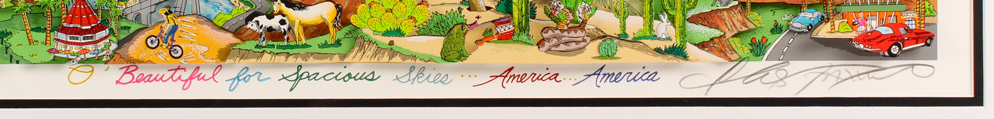 Charles Fazzino Signed "O Beautiful For Spacious Skies of America" 34.5x40.5 Custom Framed 3D Artwork Display (PA LOA) at PristineAuction.com Charles Fazzino Signed "O Beautiful For Spacious Skies of America" 34.5x40.5 Custom Framed 3D Artwork Display (PA LOA) at PristineAuction.com