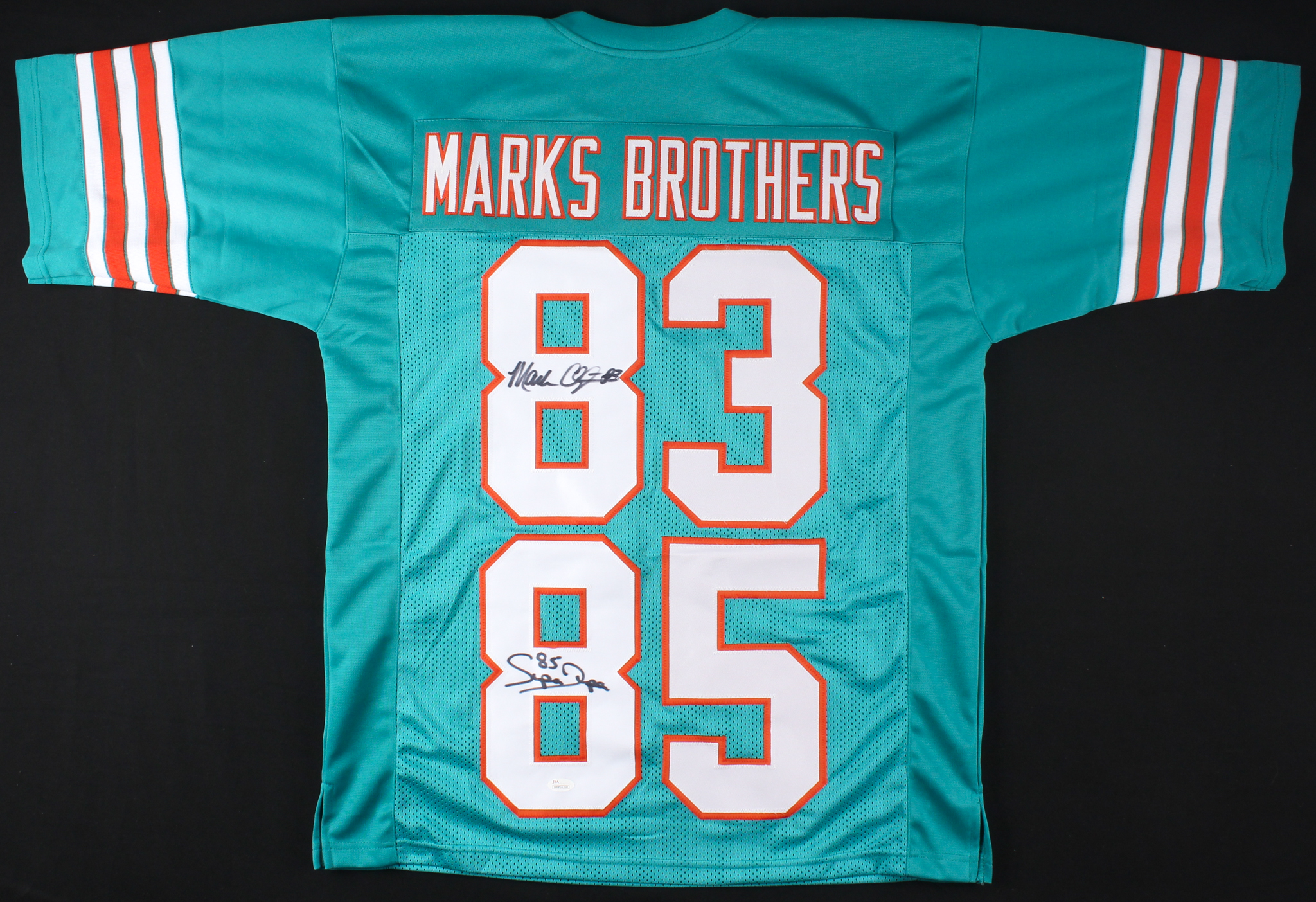Mark Clayton & Mark "Super" Duper Signed Dolphins "Marks Brothers" Jersey (JSA COA) at PristineAuction.com Mark Clayton & Mark "Super" Duper Signed Dolphins "Marks Brothers" Jersey (JSA COA) at PristineAuction.com