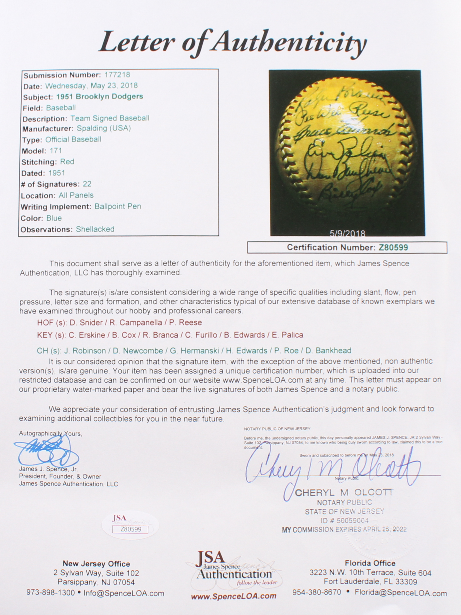 1951 Dodgers Baseball Team-Signed by (16) With Duke Snider, Roy Campanella, Pee Wee Reese, Carl Erskine, Billy Cox, Ralph Branca, Carl Furillo, Bruce Edwards, Erv Palica (JSA LOA) at PristineAuction.com 1951 Dodgers Baseball Team-Signed by (16) With Duke Snider, Roy Campanella, Pee Wee Reese, Carl Erskine, Billy Cox, Ralph Branca, Carl Furillo, Bruce Edwards, Erv Palica (JSA LOA) at PristineAuction.com