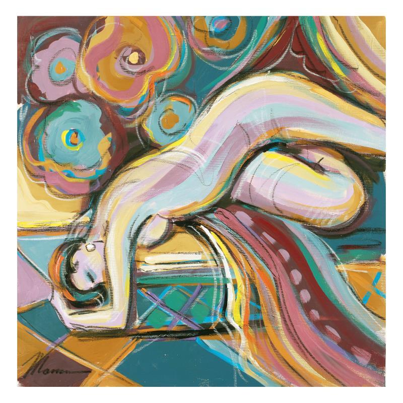 Isaac Maimon Signed "Violet Nude" 22x22 Original Acrylic Painting at PristineAuction.com Isaac Maimon Signed "Violet Nude" 22x22 Original Acrylic Painting at PristineAuction.com