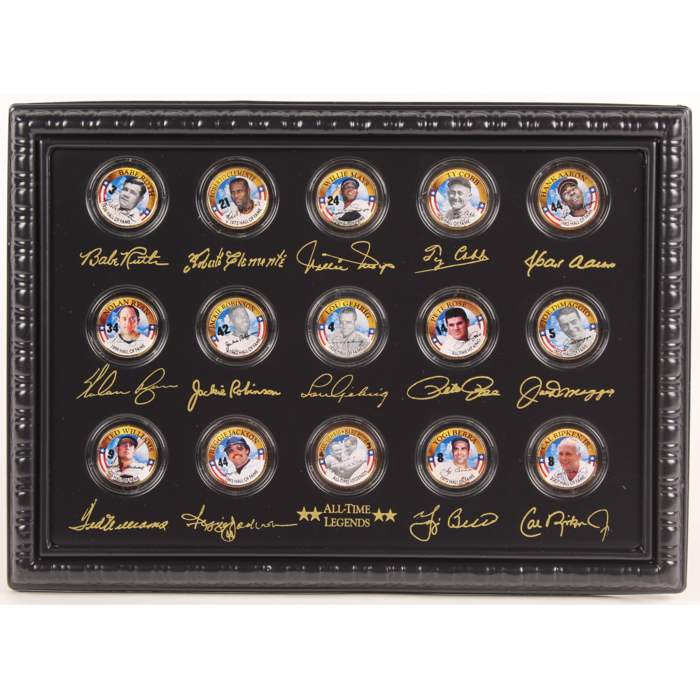 Baseball Legends Set of (15) 24K Gold Plated & Colorized State Quarters ...