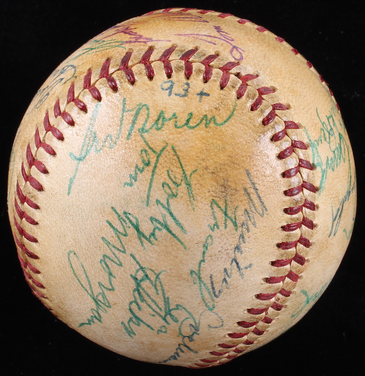 Major League Early Hall of Famers Spalding Baseball Signed by (28) with Mickey Cochrane, Bill Skowron, Red Schoendienst, Phil Rizzuto, Hank Bauer (PSA LOA) at PristineAuction.com Major League Early Hall of Famers Spalding Baseball Signed by (28) with Mickey Cochrane, Bill Skowron, Red Schoendienst, Phil Rizzuto, Hank Bauer (PSA LOA) at PristineAuction.com