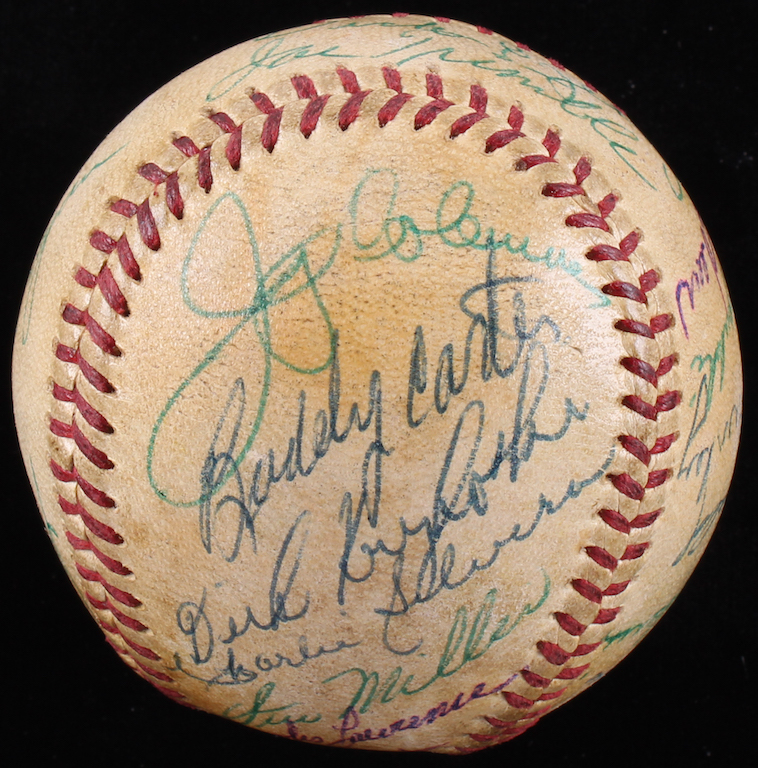 Major League Early Hall of Famers Spalding Baseball Signed by (28) with Mickey Cochrane, Bill Skowron, Red Schoendienst, Phil Rizzuto, Hank Bauer (PSA LOA) at PristineAuction.com Major League Early Hall of Famers Spalding Baseball Signed by (28) with Mickey Cochrane, Bill Skowron, Red Schoendienst, Phil Rizzuto, Hank Bauer (PSA LOA) at PristineAuction.com