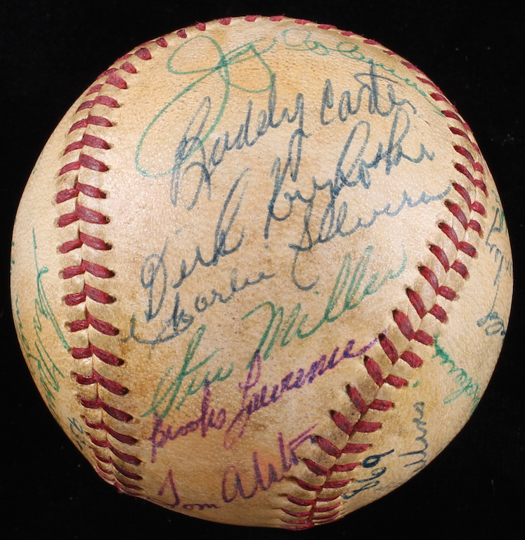 Major League Early Hall of Famers Spalding Baseball Signed by (28) with Mickey Cochrane, Bill Skowron, Red Schoendienst, Phil Rizzuto, Hank Bauer (PSA LOA) at PristineAuction.com Major League Early Hall of Famers Spalding Baseball Signed by (28) with Mickey Cochrane, Bill Skowron, Red Schoendienst, Phil Rizzuto, Hank Bauer (PSA LOA) at PristineAuction.com
