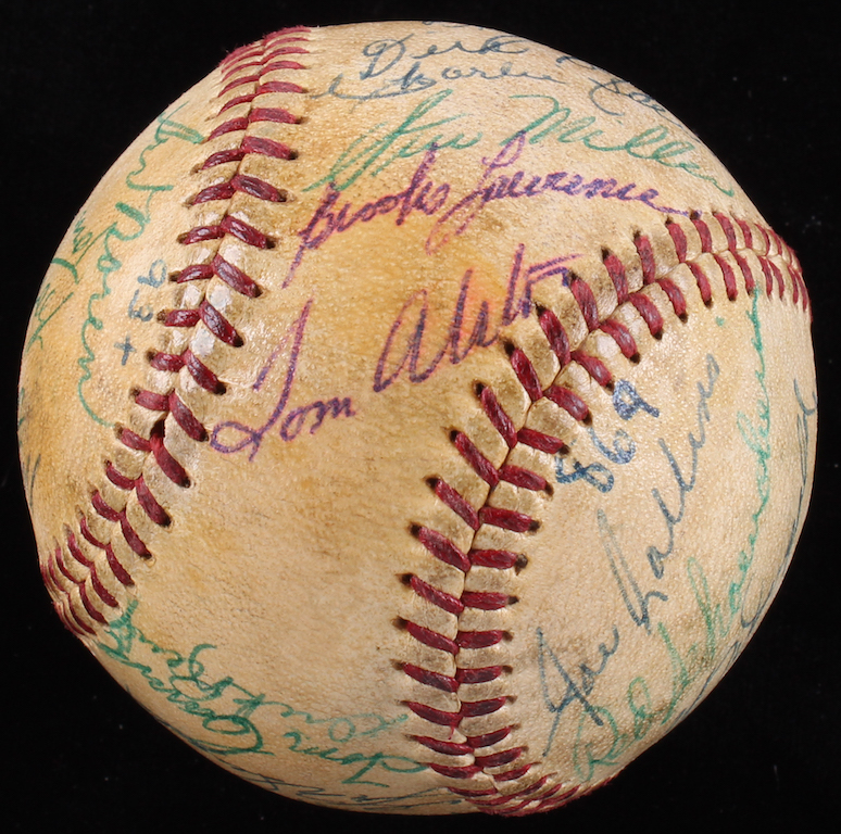 Major League Early Hall of Famers Spalding Baseball Signed by (28) with Mickey Cochrane, Bill Skowron, Red Schoendienst, Phil Rizzuto, Hank Bauer (PSA LOA) at PristineAuction.com Major League Early Hall of Famers Spalding Baseball Signed by (28) with Mickey Cochrane, Bill Skowron, Red Schoendienst, Phil Rizzuto, Hank Bauer (PSA LOA) at PristineAuction.com