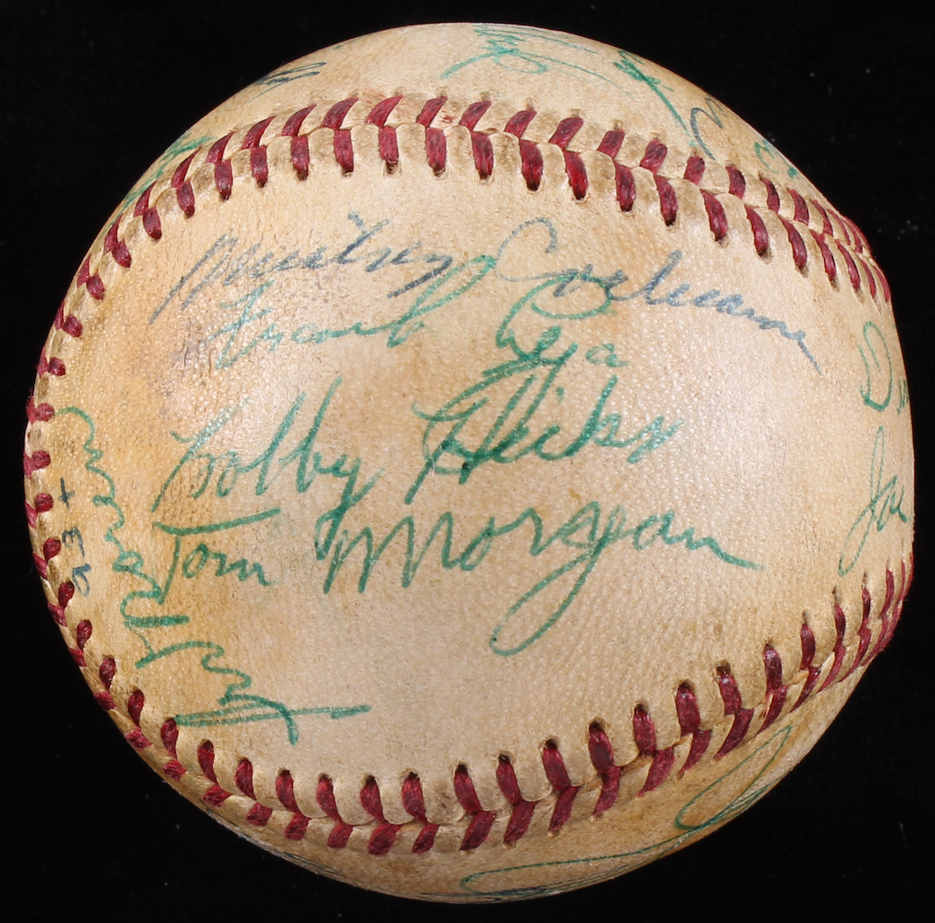 Major League Early Hall of Famers Spalding Baseball Signed by (28) with Mickey Cochrane, Bill Skowron, Red Schoendienst, Phil Rizzuto, Hank Bauer (PSA LOA) at PristineAuction.com Major League Early Hall of Famers Spalding Baseball Signed by (28) with Mickey Cochrane, Bill Skowron, Red Schoendienst, Phil Rizzuto, Hank Bauer (PSA LOA) at PristineAuction.com