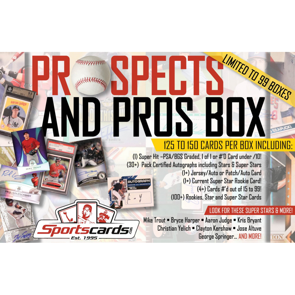 "Prospects & Pros” Mystery Baseball Card Box125+ Cards Per Box! Auto’s