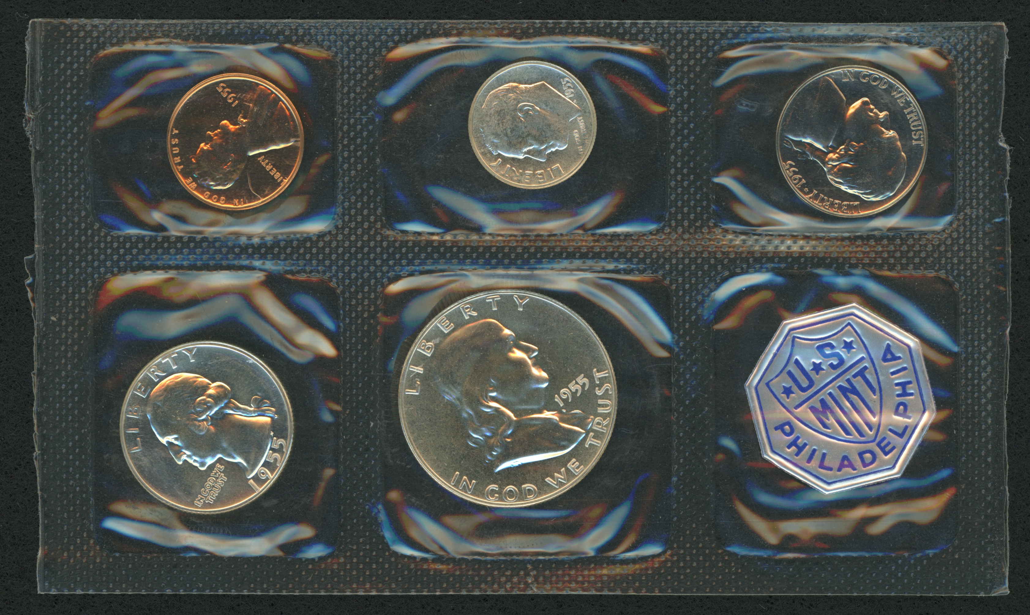 1955 United States Philadelphia Mint Proof Set with (5) Coins at PristineAuction.com 1955 United States Philadelphia Mint Proof Set with (5) Coins at PristineAuction.com