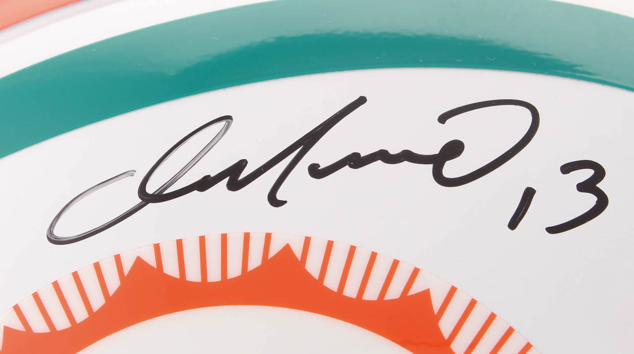 Dan Marino, Mark Clayton & Mark "Super" Duper Signed Dolphins Full-Size Throwback Helmet (Radtke COA) at PristineAuction.com Dan Marino, Mark Clayton & Mark "Super" Duper Signed Dolphins Full-Size Throwback Helmet (Radtke COA) at PristineAuction.com