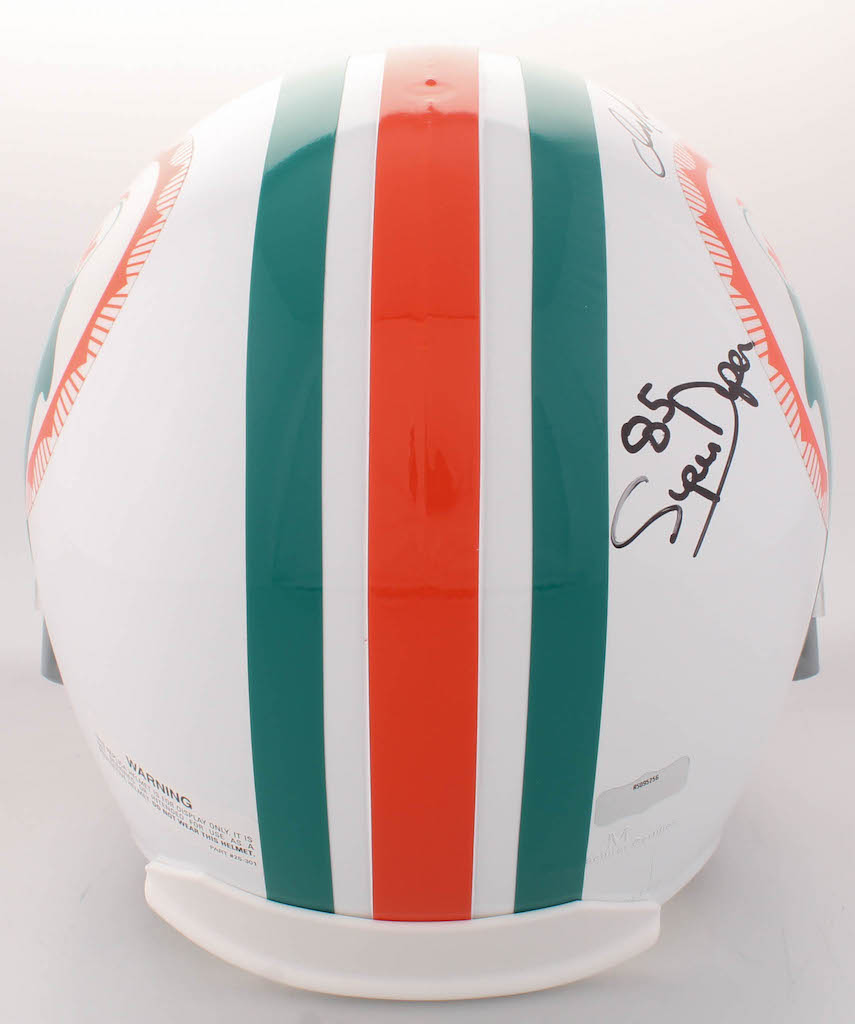Dan Marino, Mark Clayton & Mark "Super" Duper Signed Dolphins Full-Size Throwback Helmet (Radtke COA) at PristineAuction.com Dan Marino, Mark Clayton & Mark "Super" Duper Signed Dolphins Full-Size Throwback Helmet (Radtke COA) at PristineAuction.com
