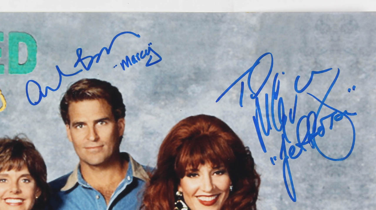 Married With Children 16x20 Photo Cast-Signed by (6) With Ed O'Neill, Katey Sagal, David Faustino, Christina Applegate With Multiple Inscriptions (PSA COA) at PristineAuction.com Married With Children 16x20 Photo Cast-Signed by (6) With Ed O'Neill, Katey Sagal, David Faustino, Christina Applegate With Multiple Inscriptions (PSA COA) at PristineAuction.com