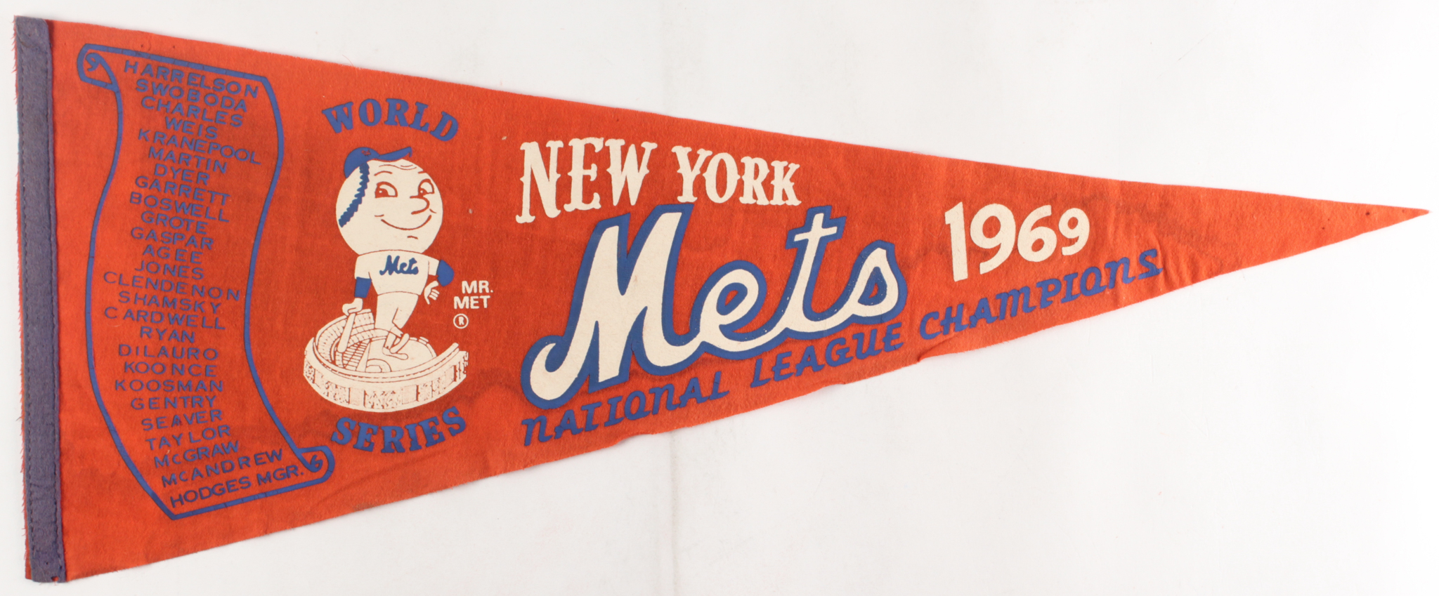 Vintage 1969 New York Mets Pennant at PristineAuction.com Vintage 1969 New York Mets Pennant at PristineAuction.com