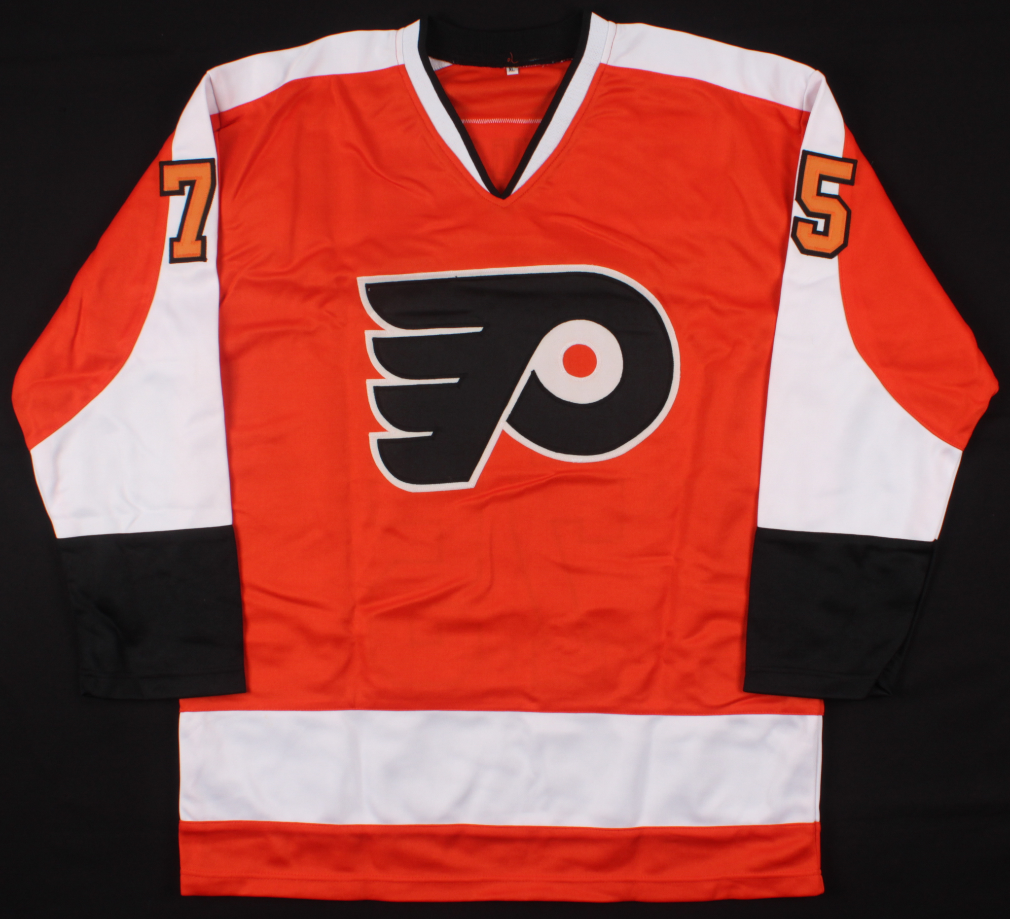 1974-1975 Flyers Stanley Cup Champions Jersey Signed by (12) with Bernie Parent, Bob Clarke, Bill Barber, Gary Dornhoefer (First Class Autographs COA) at PristineAuction.com 1974-1975 Flyers Stanley Cup Champions Jersey Signed by (12) with Bernie Parent, Bob Clarke, Bill Barber, Gary Dornhoefer (First Class Autographs COA) at PristineAuction.com