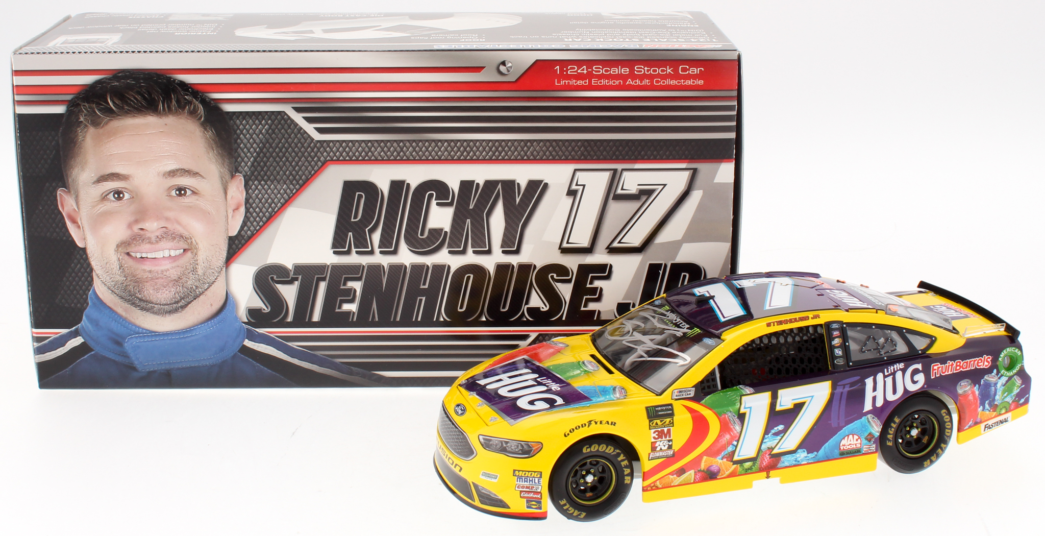 Ricky Stenhouse Jr. Signed 2018 NASCAR #17 Little Hug Fruit Barrels 1:24 LE Premium Action Diecast Car (PA COA) at PristineAuction.com Ricky Stenhouse Jr. Signed 2018 NASCAR #17 Little Hug Fruit Barrels 1:24 LE Premium Action Diecast Car (PA COA) at PristineAuction.com