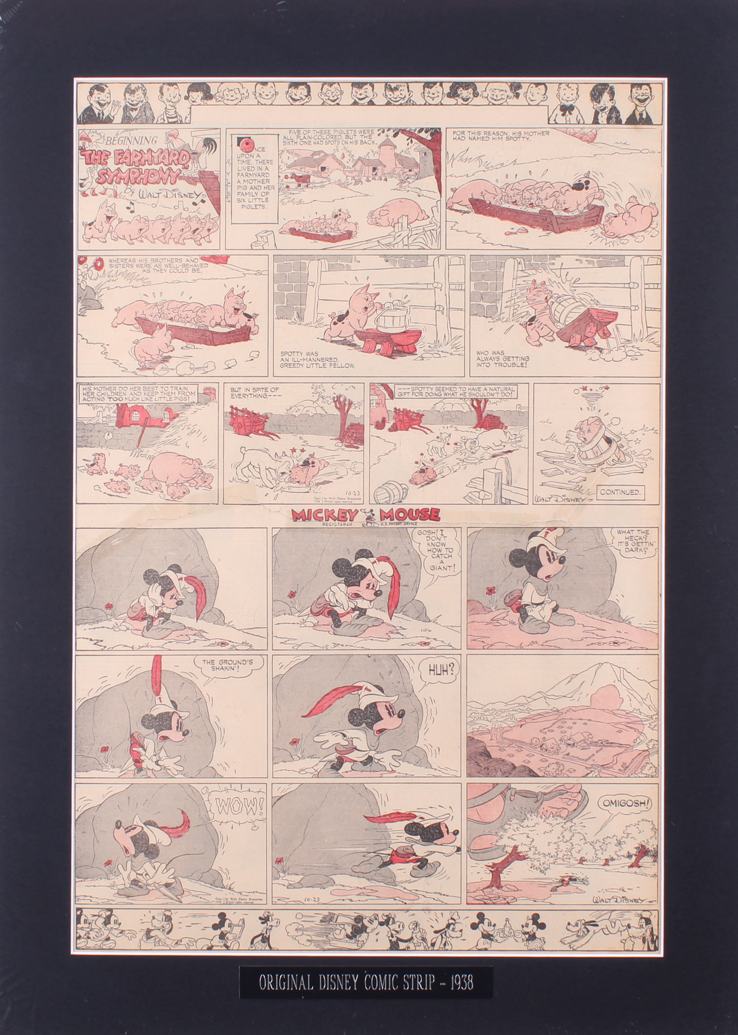 1938 Original "Silly Symphony" Disney Comic Strip 18x25 Custom Matted Display at PristineAuction.com 1938 Original "Silly Symphony" Disney Comic Strip 18x25 Custom Matted Display at PristineAuction.com