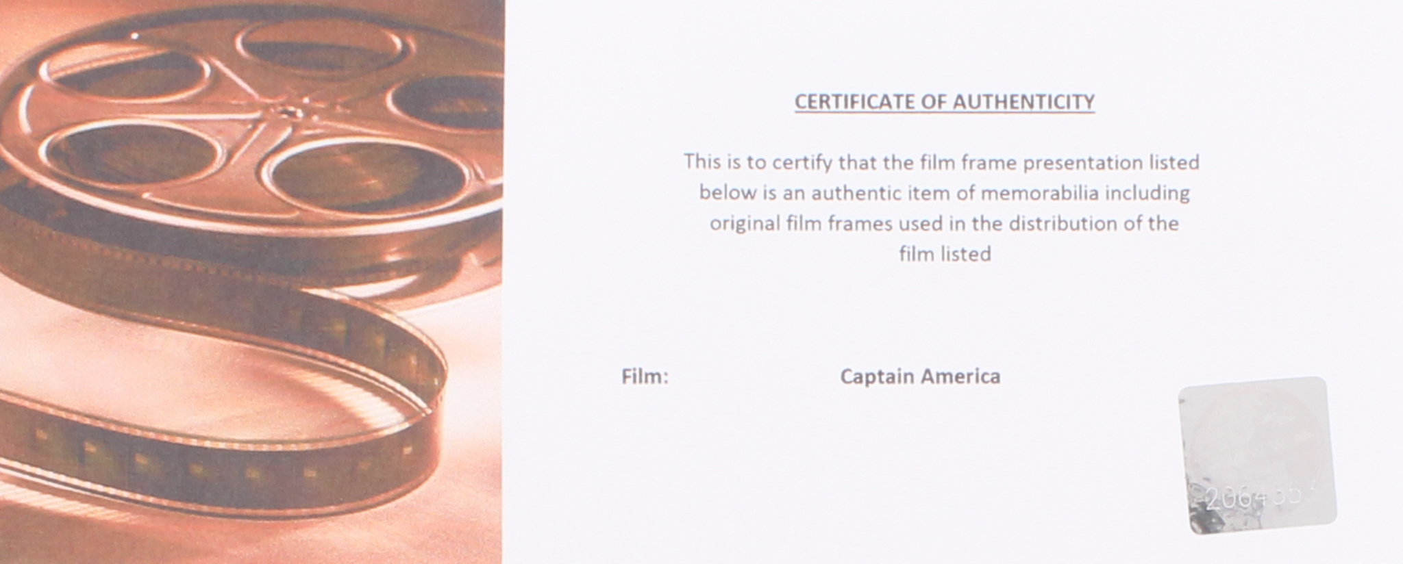 "Captain America: The First Avenger" Limited Edition Original Film/Movie Cell Display at PristineAuction.com "Captain America: The First Avenger" Limited Edition Original Film/Movie Cell Display at PristineAuction.com