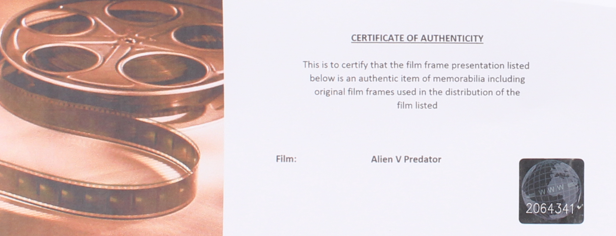 "Alien vs. Predator" Limited Edition Original Film/Movie Cell Display at PristineAuction.com "Alien vs. Predator" Limited Edition Original Film/Movie Cell Display at PristineAuction.com