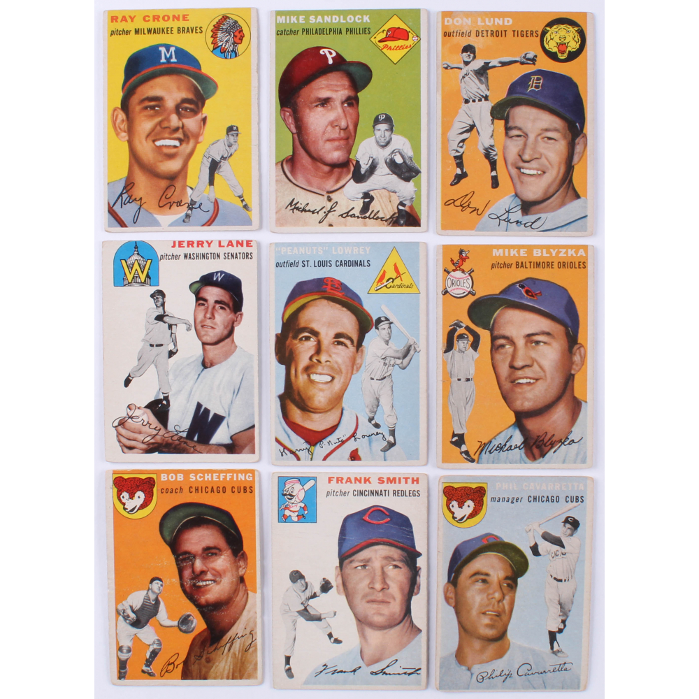 Lot of (9) 1954 Topps Baseball Cards with 152 Michael Blyzka RC, 167