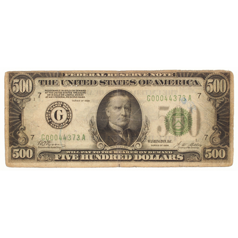 1928 $500 Five Hundred Dollars Federal Reserve Note | Pristine Auction