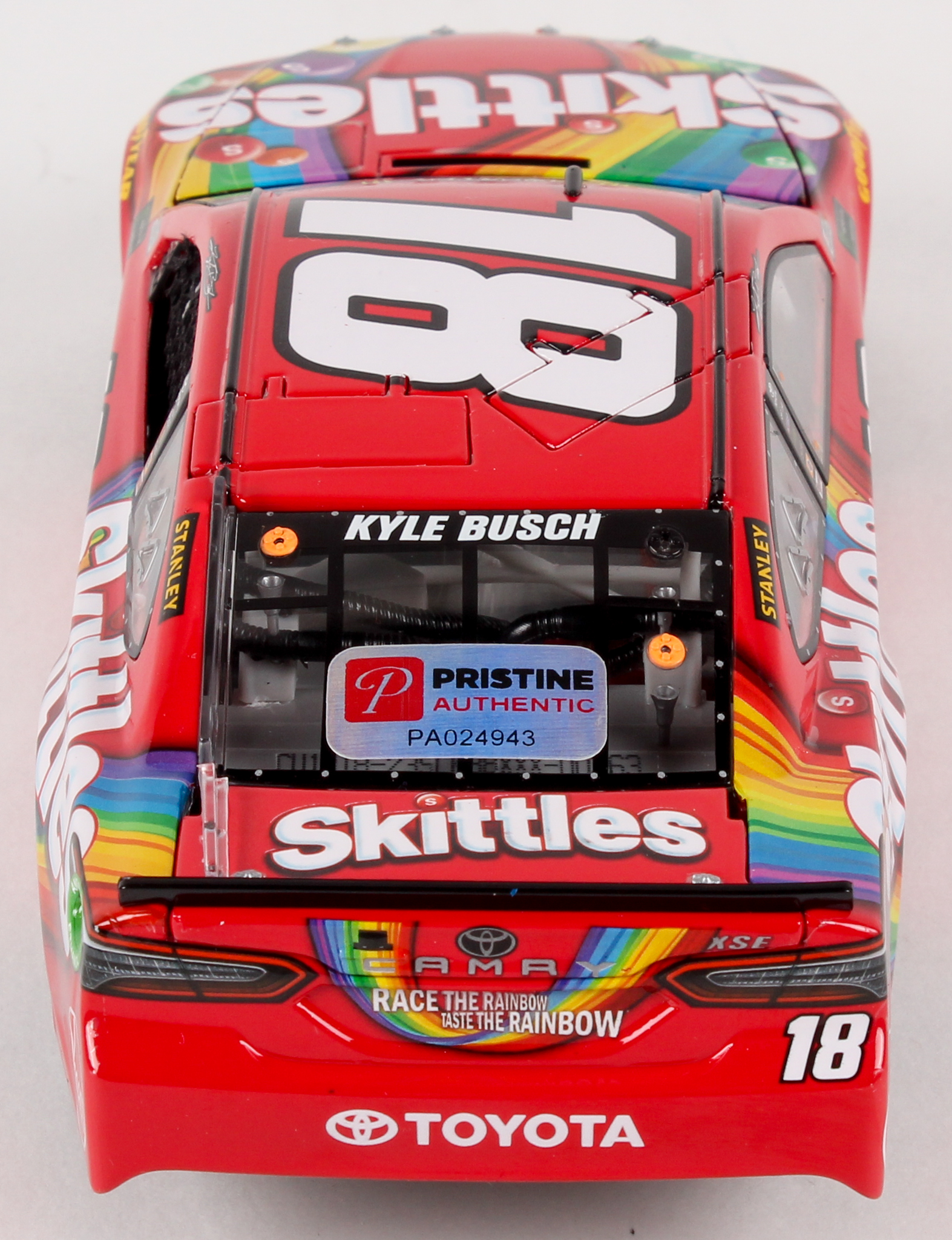 Kyle Busch Signed NASCAR #18 2018 Skittles Camry - 1:24 Premium Action Diecast Car (PA COA) at PristineAuction.com Kyle Busch Signed NASCAR #18 2018 Skittles Camry - 1:24 Premium Action Diecast Car (PA COA) at PristineAuction.com