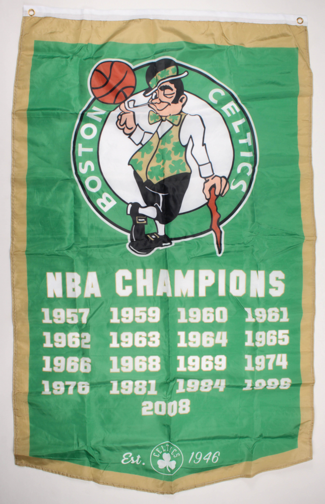 Boston Celtics Nba Champions Logo 35x60 Flag Pristine Auction