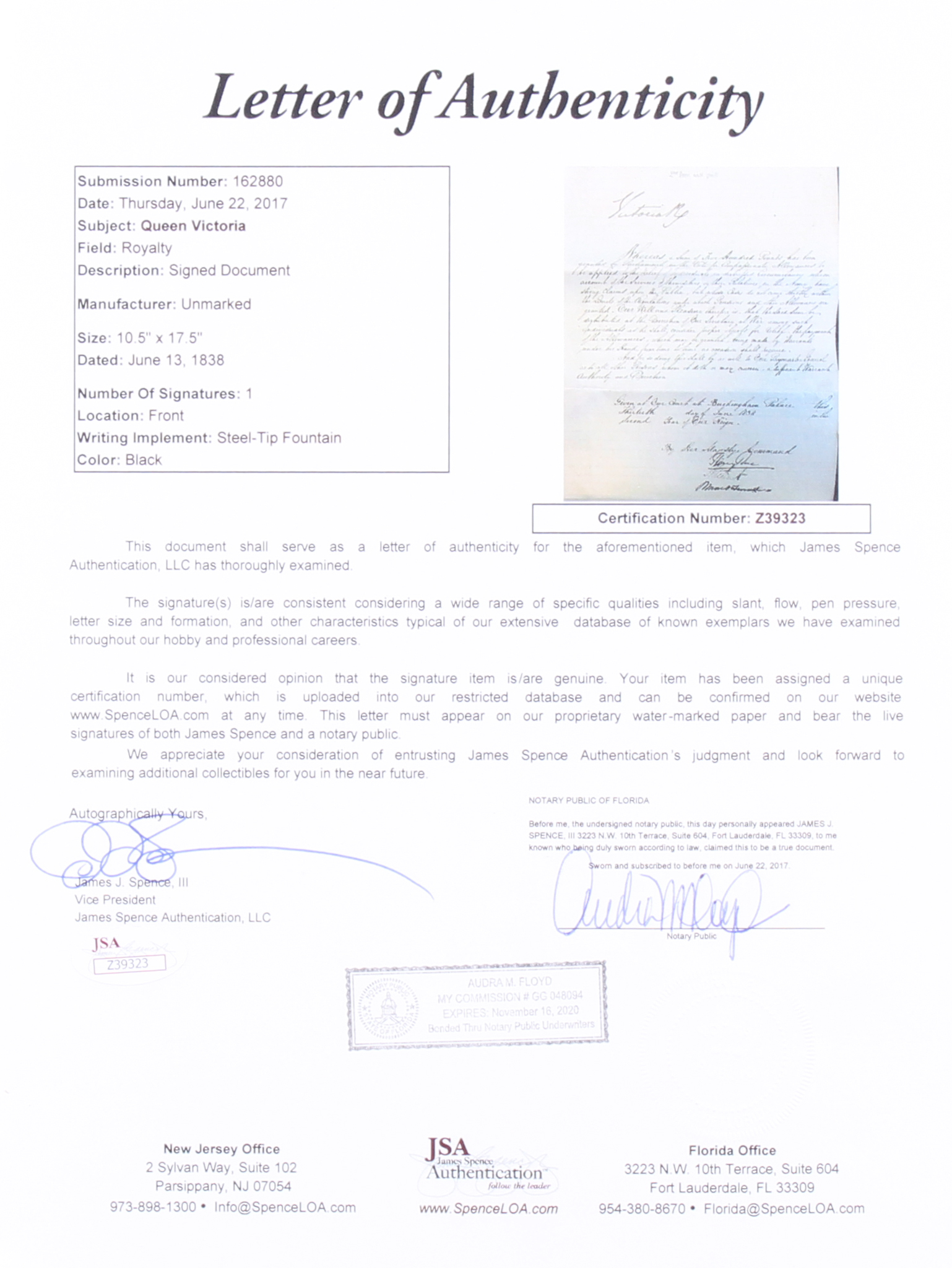 Queen Victoria Signed 1838 Handwritten Letter (JSA LOA) at PristineAuction.com Queen Victoria Signed 1838 Handwritten Letter (JSA LOA) at PristineAuction.com