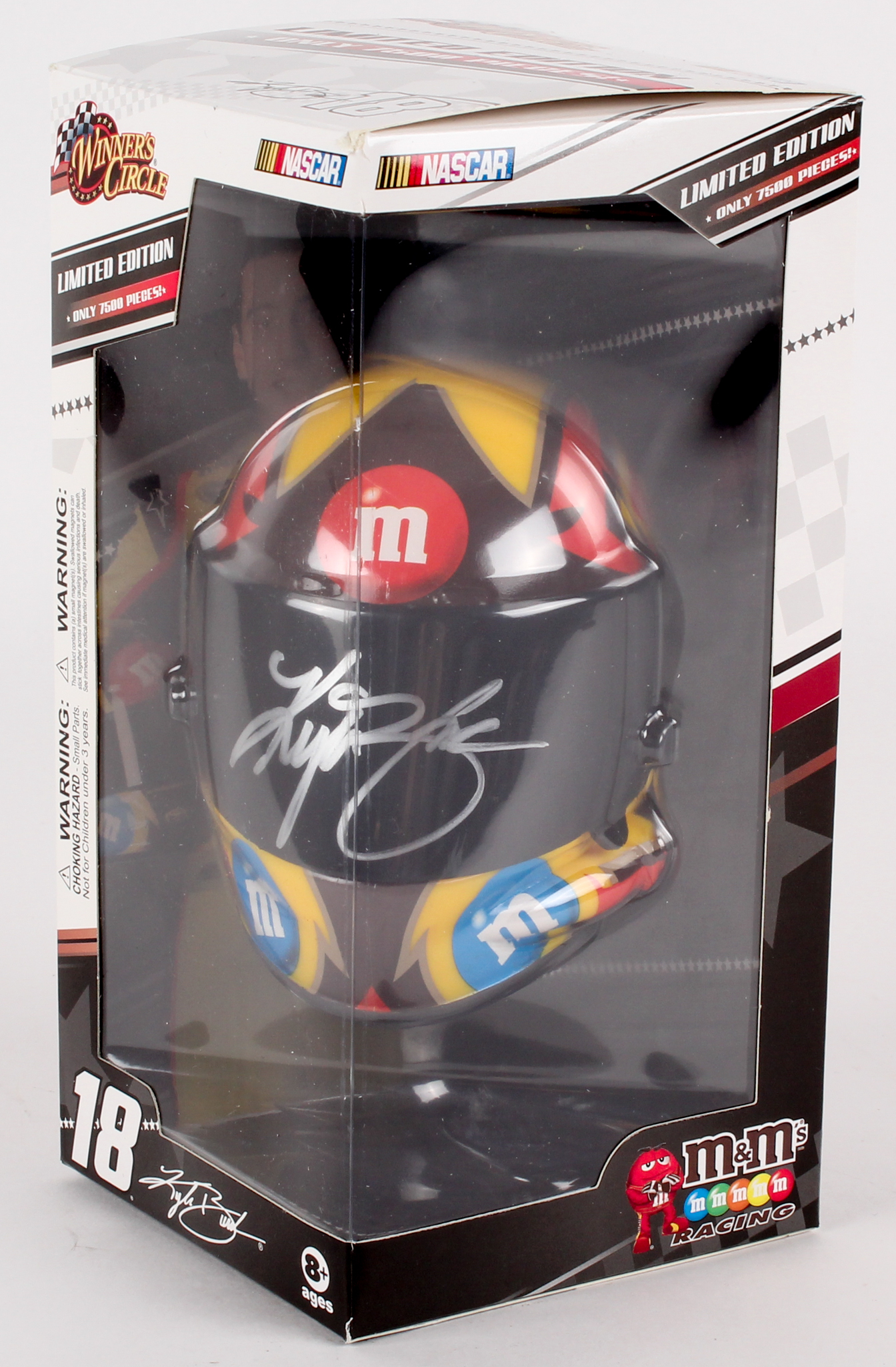 Kyle Busch Signed NASCAR #18 M&M Mini-Helmet (PA COA) at PristineAuction.com Kyle Busch Signed NASCAR #18 M&M Mini-Helmet (PA COA) at PristineAuction.com