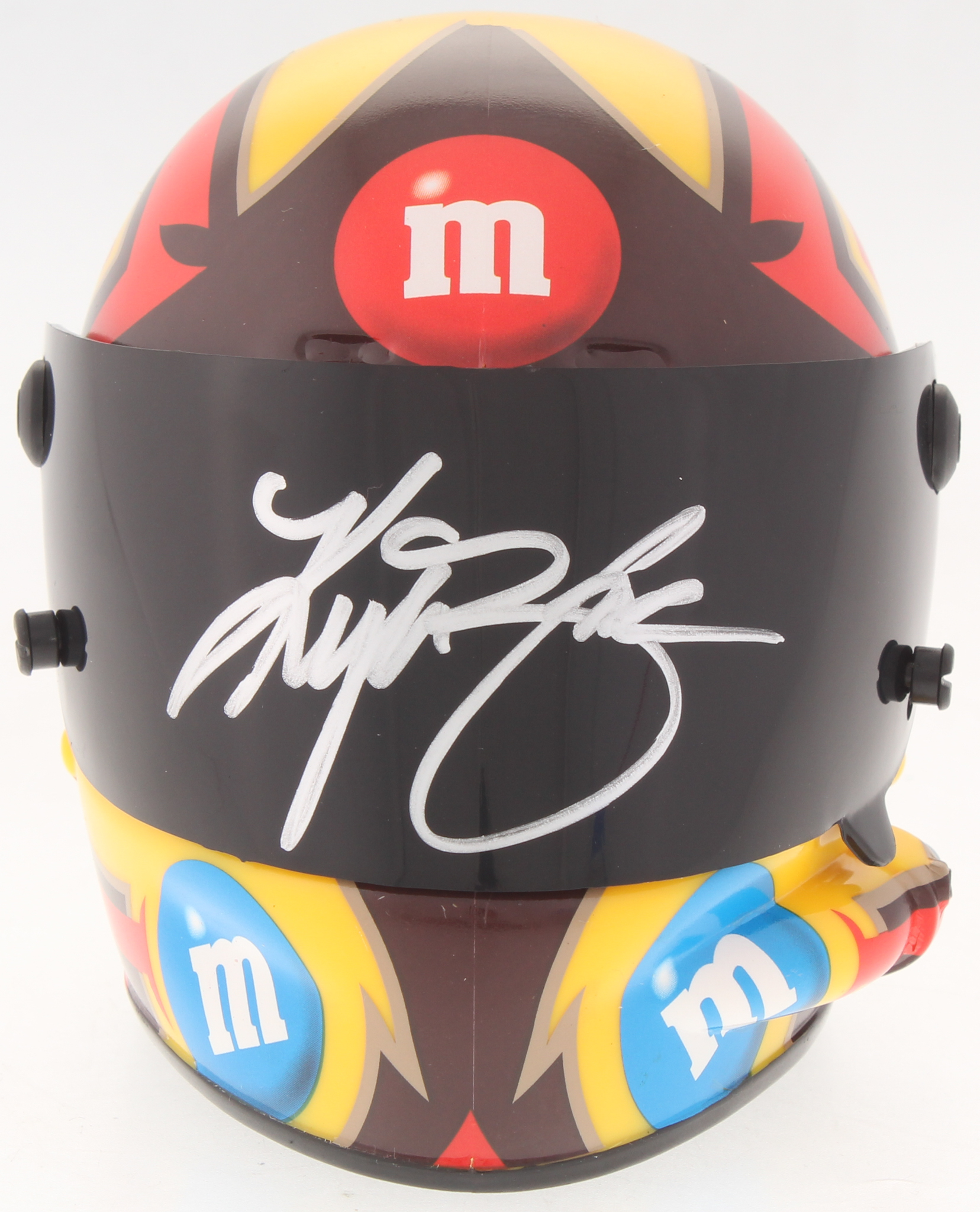 Kyle Busch Signed NASCAR #18 M&M Mini-Helmet (PA COA) at PristineAuction.com Kyle Busch Signed NASCAR #18 M&M Mini-Helmet (PA COA) at PristineAuction.com