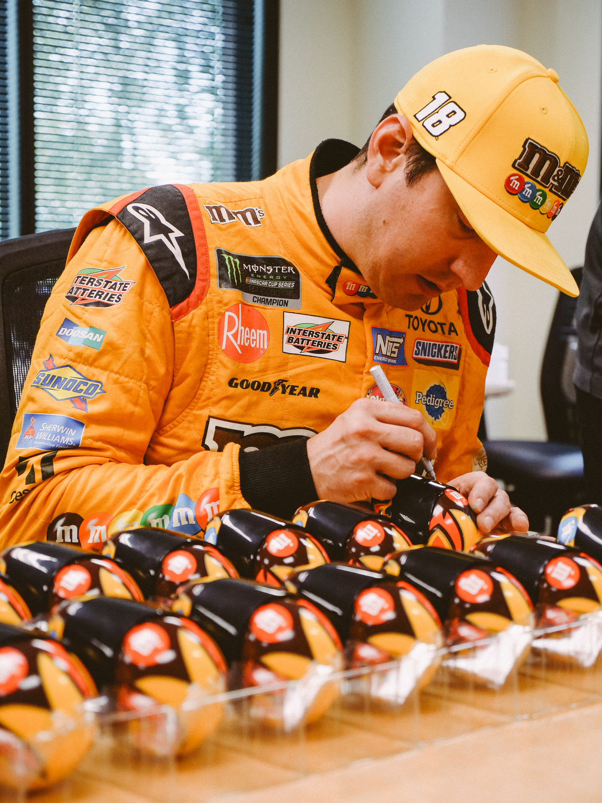 Kyle Busch Signed NASCAR #18 M&M Mini-Helmet (PA COA) at PristineAuction.com Kyle Busch Signed NASCAR #18 M&M Mini-Helmet (PA COA) at PristineAuction.com