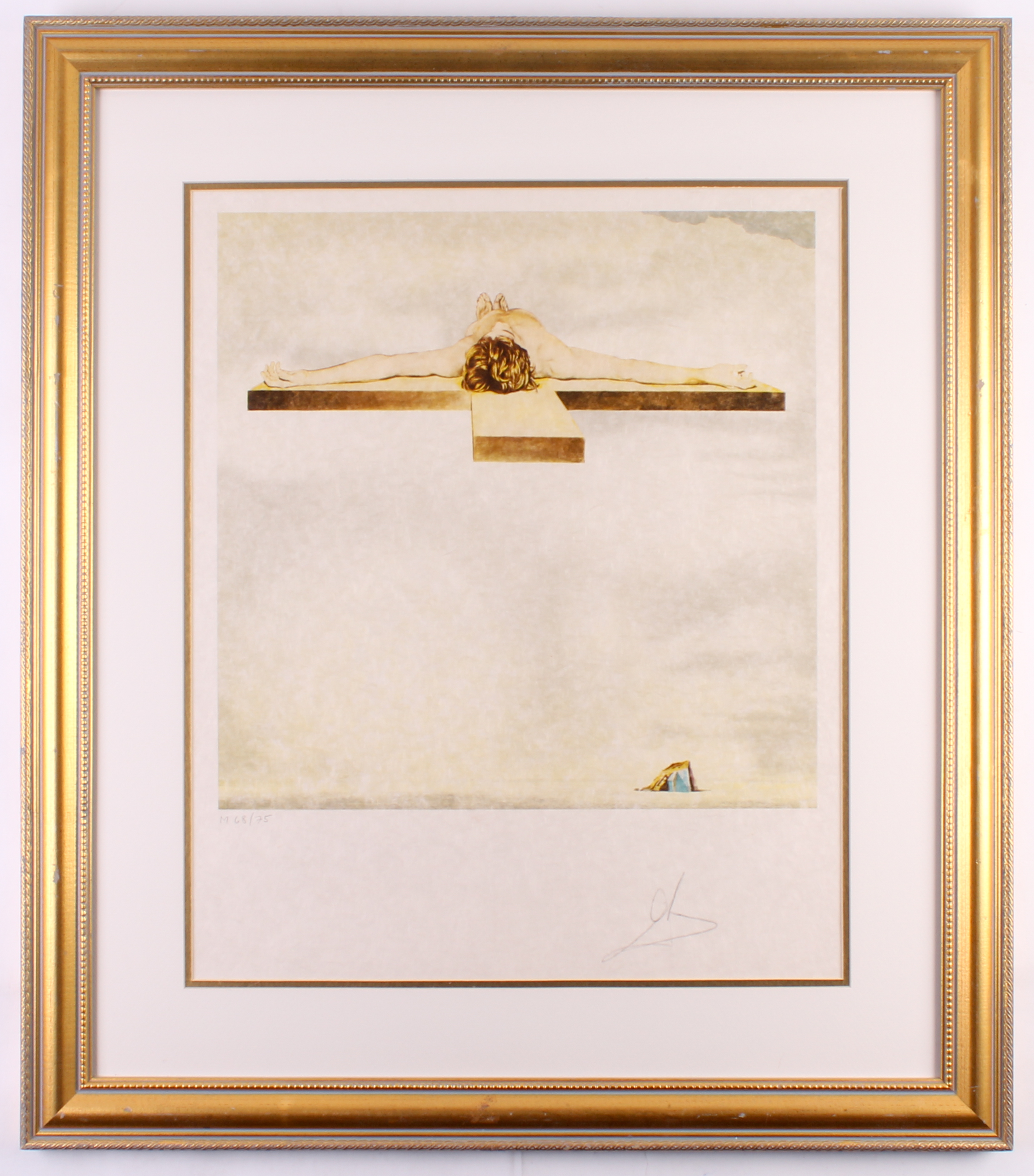 Salvador Dali Signed "Crucifixion from the Christ of Gala Suite" LE 28x32 Custom Framed Lithograph Display (PA LOA) at PristineAuction.com Salvador Dali Signed "Crucifixion from the Christ of Gala Suite" LE 28x32 Custom Framed Lithograph Display (PA LOA) at PristineAuction.com